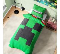 Get Trend Minecraft Single Duvet Cover Set Kids & Teens, Bedding & Pillowcase for Boys & Girls, Reversible Bedroom Accessories, Anime Gifts for Boys (Green Minecraft)