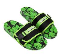 Get Trend Minecraft Sliders for Boys UK Size 10-6, Adjustable Creeper Slides, Indoor Outdoor Slip-on Kids Summer Sandals for Gamers (3/4 UK, Green Minecraft)
