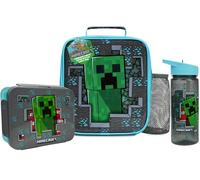 Get Trend Minecraft Water Bottle Lunch Bag & Lunch Box Kids 3 Pcs Set Creeper School Supplies Snack Box BPA Free Leakproof for Travel Picnic Holiday (Multi Minecraft)