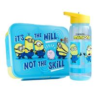 Get Trend Minions Kids Bento Lunch Box and 640ml Water Bottle Set, BPA-Free Snack Lunch Box with Compartment Set for Travel & Picnics, School Supplies Gifts for Boys (Multi Minions)