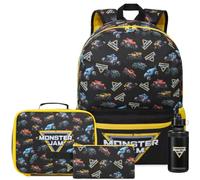 Get Trend Monster Jam 4 Piece Backpack Set for Boys (Black Monster Jam)