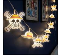 Get Trend One Piece 3D String Lights, 10 Pcs White LED Fairy Lights, Battery Operated & 2 Lightning Modes, Straw Hat Skull Indoor Home Decoration & Bedroom Decor, Gifts for Anime Manga Fans