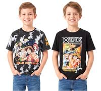 Get Trend One Piece Boys T-Shirts 7-14 Yrs, 2 Pack Crew Neck Short Sleeve Tee Tops, Soft Casual Anime Clothes, Manga Gifts for Boys (7-8 Years, Black/Multi One Piece, 2 Pck)