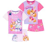 Get Trend Paw Patrol PJs Girls 2 Pack Short Sleeve Pyjamas Set Everest Skye Lounge Sets Nightwear Sleepwear Girls Gifts (2-3 Years, Purple Paw Patrol, 2)