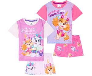 Get Trend Paw Patrol PJs Girls 2 Pack Short Sleeve Pyjamas Set Everest Skye Lounge Sets Nightwear Sleepwear Girls Gifts (2-3 Years, Purple Paw Patrol, 2)