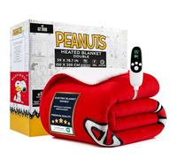 Get Trend Peanuts Snoopy Electric Blanket 150x200cm, Double Size Soft & Luxurious Sherpa Fleece Heated Blanket, 9 Heat Settings 12-Hour Auto-Off Timer (Red Snoopy, Double UK)