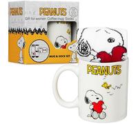 Get Trend Peanuts Snoopy Mug & Socks Gift Set for Teens & Women, 340ml/11.5oz Ceramic Tea Coffee Cup & Casual Calf Length Socks, Gifts for Her (Pink Snoopy)