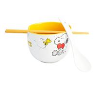 Get Trend Peanuts Snoopy Ramen Bowl Set 20oz/600ml, Japanese Rice Noodles Bowl with Ceramic Spoon & Bamboo Chopsticks, Microwave Safe, Gifts for Adults (Multi Peanuts Snoopy)