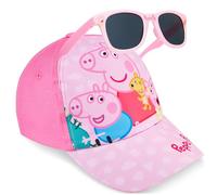 Get Trend Peppa Pig Girls Baseball Cap Sunglasses Set, Adjustable Kids Summer Sun Hat UV400 Protection Shades, Travel Holiday Essential (Pink Peppa Pig)