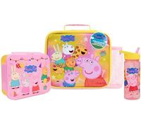Get Trend Peppa Pig Water Bottle Lunch Bag & Lunch Box for Kids 3 Pcs Set School Supplies Snack Box BPA Free Leakproof for Travel Picnic Holiday (Multi Peppa Pig)