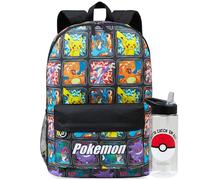 Get Trend Pokemon Boys Backpack Set, 2 Pcs Lightweight School Bag with BPA-Free 500ml Water Bottle, Travel Sports Large Kids Rucksack, School Supplies Gifts for Boys (Multi Pokemon)