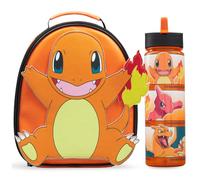 Get Trend Pokemon Charmander 3D Kids Insulated Lunch Bag & Bottle 2 Pcs Set | Cooler Lunch Bag & BPA-Free 500ml Water Bottle, Food Carrier for Lunch Box, Snacks & School, Gamer Gifts (Multi Charmander)