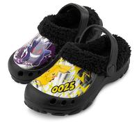 Get Trend Pokemon Clogs Boys Winter Fleece Lining, Pikachu Gengar Kids Garden Shoes Slip On with Strap, Anime Gifts for Boys (1/1.5 UK, Multi Pokemon)