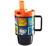 Get Trend Pokemon Kids Water Bottle Straw & Handle 500ml/17oz, BPA Free Tumbler, Pikachu Plastic Reusable Travel Cup for Cold Drinks, School Sports (Black Pokemon)