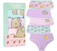 Get Trend Pusheen Knickers for Girls 5-14 Years, 5 Pack Cotton Underwear, Soft & Comfortable Briefs, Breathable & Elastic Girls Pants (13-14 Years, Pink/Green Pusheen)