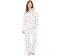 Get Trend Pusheen Pyjamas for Women Teens & Girls S-2XL, Ladies PJ Set Button Down Shirt & Matching Bottoms, Gifts for Her (2XL, Beige Pusheen)