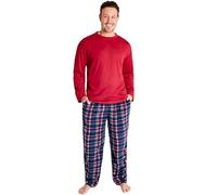 Get Trend Pyjamas Set for Men & Teens M-3XL, Loungewear & Nightwear PJs With 2 Pockets, Checked Lounge Pants, Gifts for Him (M, Burgundy)
