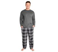 Get Trend Pyjamas Set for Men & Teens M-3XL, Loungewear & Nightwear PJs With 2 Pockets, Checked Lounge Pants, Gifts for Him (M, Grey)