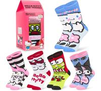 Get Trend Sanrio Hello Kitty & Friends | Sesame Street Girls Socks 5 Pair | Soft Crew Socks for Kids, Stretch Fit Breathable Casual School Sports Socks, Comfy & Bright Everyday Wear Gifts for Girls