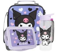 Get Trend Sanrio Kuromi Girls Lunch Bag Set with Bento Box & Bottle | 3 Pcs Insulated Lunch Bag with Bento Lunch Box & BPA Free 600ml Water Bottle, School Supplies Gifts (Purple Kuromi)