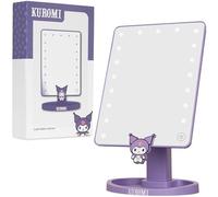 Get Trend Sanrio Kuromi Vanity Makeup Mirror with Lights, Dressing Tabletop LED Mirror with Trinket Tray, Compact & Battery Operated Travel Essentials, Anime Gifts for Women Girls (Purple Kuromi)