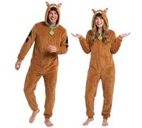 Get Trend Scooby Doo Halloween Costume Onesie for Men & Adults, S-3XL | 3D Long Sleeved Hooded Nightwear Pyjama, One Piece Jumpsuit for Costume Parties Cosplay, Mens Gifts
