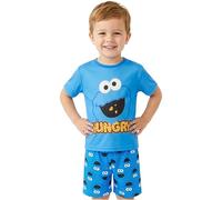 Get Trend Sesame Street Cookie Monster Boys Pyjama Sets 1-4 Yrs, Crew Neck Kids T-Shirts Short Pj Bottoms, Soft Breathable Loungewear (12-18 Months, Blue Cookie Monster)