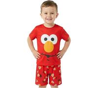 Get Trend Sesame Street Elmo Boys Pyjama Sets 1-4 Yrs, Crew Neck Kids T-Shirts Short Pj Bottoms, Soft Breathable Loungewear, Boys Gifts (3-4 Years, Red Elmo)