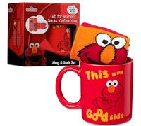 Get Trend Sesame Street Mug & Socks Gift Set for Teens & Women, 340ml/11.5oz Ceramic Tea Coffee Cup & Crew Socks, Cookie Monster Elmo Gifts for Her (Multi Elmo)