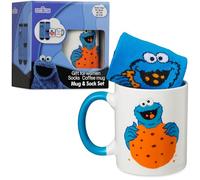 Get Trend Sesame Street Mug & Socks Gift Set for Teens & Women, 340ml/11.5oz Ceramic Tea Coffee Cup & Crew Socks, Cookie Monster Elmo Gifts for Her (Multi Cookie Monster)