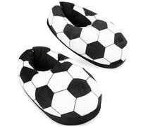 Get Trend Slippers for Boys Teens, 3D Football Plush House Slippers Non Slip Sole, Slip On House Shoes, Gifts for Boys (7/8 UK, White Football)