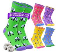 Get Trend Socks for Women & Teens UK Size 4-7, Pack of 5 or 6 Casual Ladies Socks, Breathable, Multicoloured & Soft Grip, Gifts for Her (UK 4/7 UK, Multi Animals, Pack of 5)