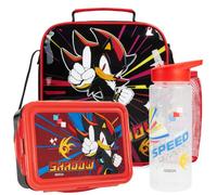 Get Trend Sonic Shadow Kids Lunch Bag Set with Bento Box & Bottle | 3 Pcs Boys Insulated Lunch Bag with Bento Lunch Box & BPA Free 600ml Water Bottle, School Supplies Gifts (Black Shadow)