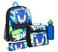 Get Trend Sonic The Hedgehog Backpack Set 4 Pcs Water Bottle Backpack Pencil Case Insulated Lunch Bag Shadow School Supplies Travel (Sonic 4 Pcs Set)