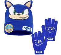 Get Trend SONIC THE HEDGEHOG Beanie Hat & Winter Gloves Set for Boys 4-12 Years, Warm Cosy Knit Winter Accessories, Gifts for Boys (4-12 Years, Blue Sonic, 2)