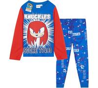 Get Trend SONIC THE HEDGEHOG Boys Pyjamas Set, Long PJs for Kids, Knuckles Cosy Loungewear Soft Official Nightwear, Gamer Gifts for Boys (7-8 Years, Red/Blue Knuckles)