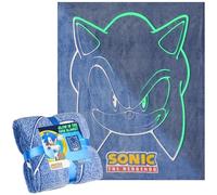 Get Trend SONIC THE HEDGEHOG Glow in the Dark Blanket 130x150cm, Fleece Throw Blanket for Sofa & Bed, Warm Cosy & All Season, Soft & Lightweight Throw (Blue Sonic)