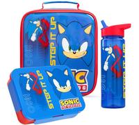 Get Trend Sonic the Hedgehog Kids Insulated Lunch Bag Set, 3 Pcs Lightweight Bento Lunch Box, 600ml BPA-Free Water Bottle with Straw & Cooler Bag, School Supplies Boys Gamer Gifts (Blue Sonic)