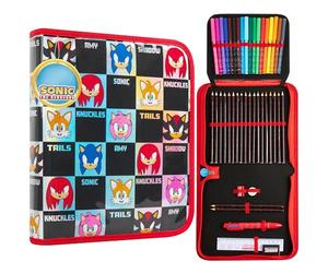 Get Trend Sonic THE Hedgehog Pencil Case and Stationery Set for Kids Tweens Pencil Pouch Knuckles Shadow Amy Colouring Pens Pencils Teen School Supplies