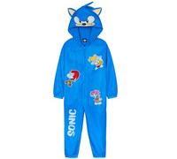 Get Trend SONIC THE HEDGEHOG Puddle Suit Boys, Hooded Water Resistant Paddle Overalls Fleece Lining, Rain Suit All in One (5-6 Years, Blue Sonic)