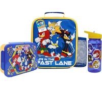 Get Trend Sonic The Hedgehog Water Bottle Lunch Bag & Lunch Box Kids 3 Pcs Shadow School Supplies Snack Box BPA Free Leakproof for Travel Picnic Holiday (Multi Sonic)