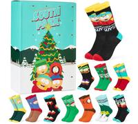 Get Trend South Park Socks Advent Calendar 2026 for Men, 24 Pairs | UK Size 6-11 Breathable Casual & Soft Daily Wear Mens Novelty Socks 24 Day Christmas Countdown Calendar, Xmas Gifts