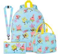 Get Trend Spongebob Squarepants Kids Backpack Set, 4Pcs Corduroy School Bag