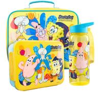 Get Trend SpongeBob SquarePants Kids Insulated Lunch Bag 3Pc Set with Bento Lunch Box & 640ml BPA-Free Water Bottle with Straw, Lightweight Kids Snack Box, School Supplies Boys Gifts (Multi SpongeBob)
