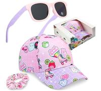 Get Trend Squishmallows Girls Baseball Cap, Sunglasses & Scrunchie Set, Adjustable Hat 100% UV Shades, Holiday Accessories (Pink Squishmallows)