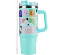 Get Trend Squishmallows Insulated Cup Kids Tumbler Travel Mug Straw & Handle, 840ml/28oz Thermal Double Wall Vacuum Insulation, Hot or Cold Drinks (Blue Squishmallows)