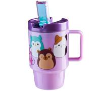 Get Trend Squishmallows Kids Water Bottle Straw & Handle 500ml/17oz, BPA Free Tumbler, Plastic Reusable Travel Cup for Cold Drinks, School Sports (Lilac Squishmallows)