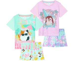Get Trend Squishmallows PJs Girls 2 Pack Short Sleeve Pyjamas Set Teens Lounge Sets Tie Dye Soft Sleepwear Gifts for Girls (5-6 Years, Multi Squishmallows, 2)