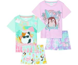 Get Trend Squishmallows PJs Girls 2 Pack Short Sleeve Pyjamas Set Teens Lounge Sets Tie Dye Soft Sleepwear Gifts for Girls (11-12 Years, Multi Squishmallows, 2)