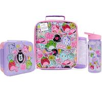 Get Trend Squishmallows Water Bottle Lunch Bag & Lunch Box for Kids 3 Pcs Set School Supplies Snack Box BPA Free Leakproof for Travel Picnic Holiday (Multi Squishmallows)
